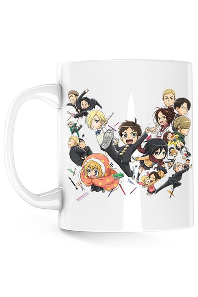 OEM Attack on Titan All Team Gang Anime Team Mug, white, 330 ml