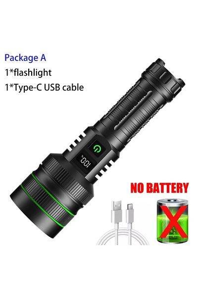 XIWANGFIRE A No Battery Super Long Range Tactical Flashlight High Power LED Torch USB Rechargeable Strong Light