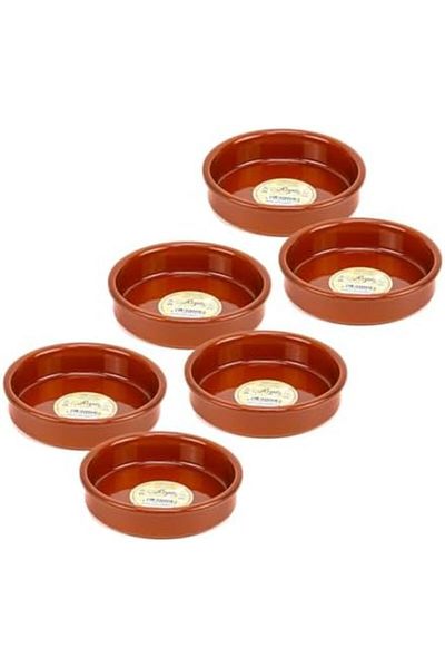 Regas Set of 6 Spanish Round Clay Dish 11.5cm Handmade Mud Multipurpose Kitchen Dining Tableware