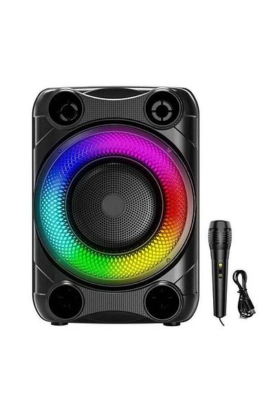 singe Portable Wireless Super Bass RGB 8 Inch Speaker ZQS8148 with Mic Black