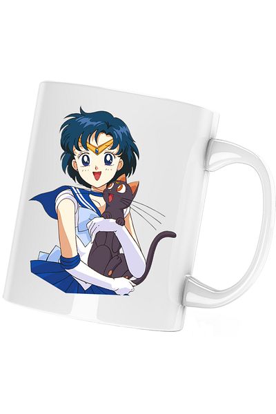 OEM Sailor Moon Mercury Luna Happy Vibe Mug, white, 330 ml