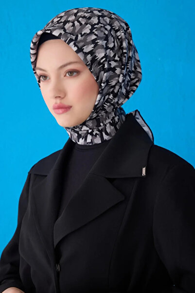 Elabutik Belli Tivil Silk Scarf 4103D Black 90 X 90