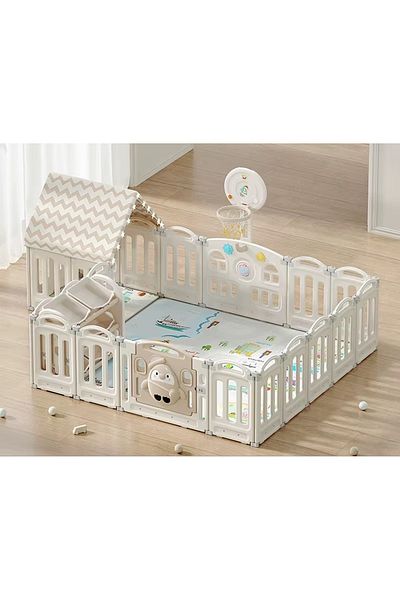 Nichiduta Garden Nichiduta Garden Lovely Pinguin playground fence 186x192 cm with safety gate, basket basket