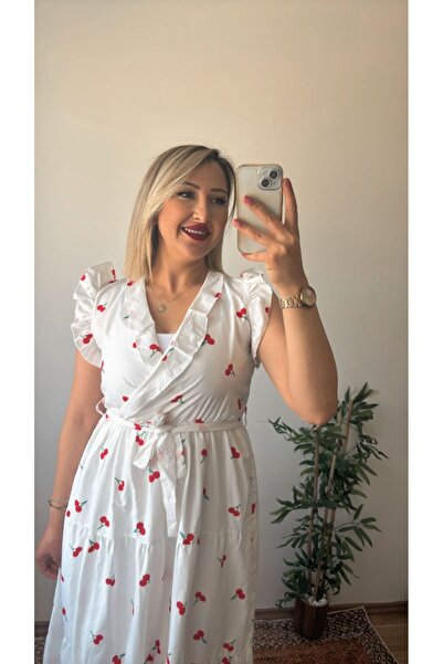 Butik Kiraz Desenli Elbise