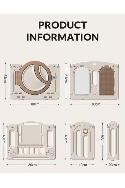 Nichiduta Garden Nichiduta Garden Moon House Coffee 240x200 cm playground fence with safety gate, playpen