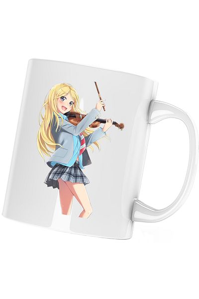 OEM Your Lie in April Love Story Violin Violinist Mug, white, 330 ml