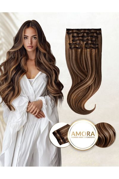 Amora Delicious Browns Balayage - Megavolume Clip On Hair Extensions