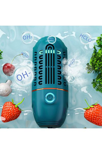 CLAUSTEEL Purificator cu capsule, USB, automat, portabil, curăță alimente: fructe, legume, orez, carne