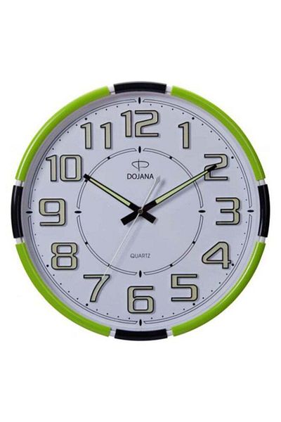 dojana Round Shape Analog Wall Clock Black/Green/White