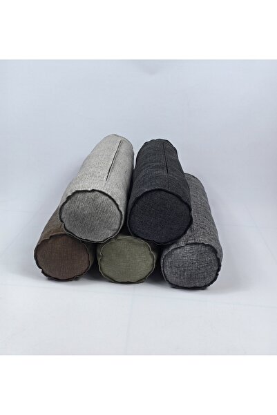 HHKARTS Linen Fabric Cylinder Pillow Zippered Bolster Yoga Pillow Case Khaki 20X50