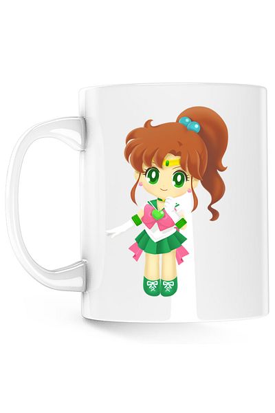 OEM Sailor Moon Jupiter Chibi Baby Girl Anime Mug, white, 330 ml
