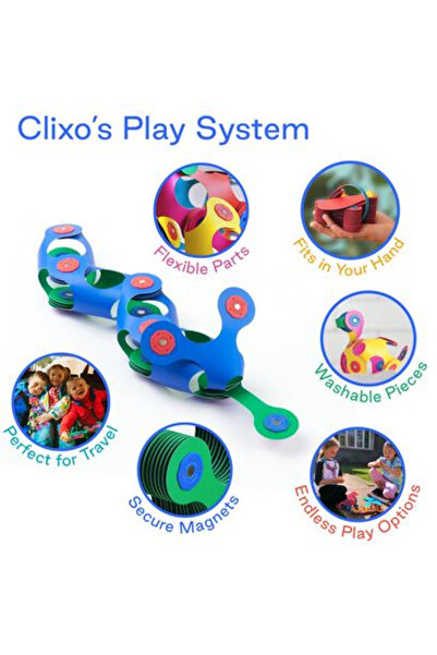 Clicstoys Clixo Magnetic Building Set, Itsy Pack Blue-Green 18