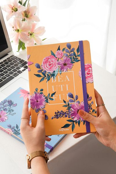 Le Color Floral Notebook Checkered Yellow 17X24 cm