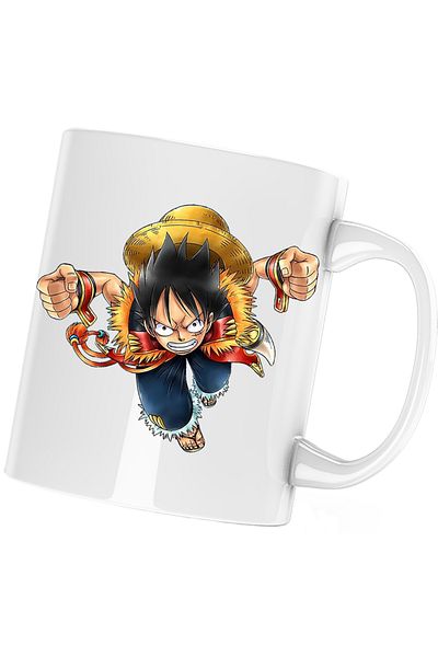 OEM One Piece Luffy Straw Hat Fisherman Sailor Mug, white, 330 ml