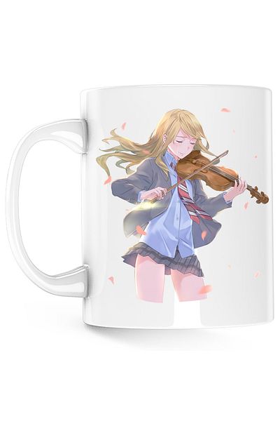 OEM Your Lie in April Kaori Violin Romantic Anime Mug, white, 330 ml