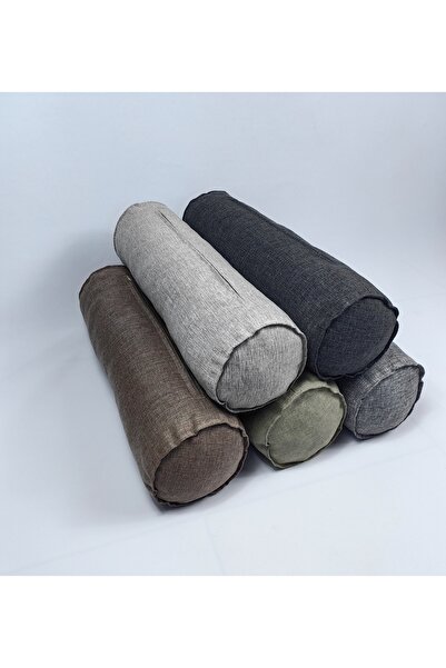 HHKARTS Linen Fabric Cylinder Pillow Zippered Bolster Yoga Pillow Case Gray 20X50