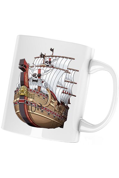 OEM One Piece Caribbean Shark Pirates Ship Mug, white, 330 ml