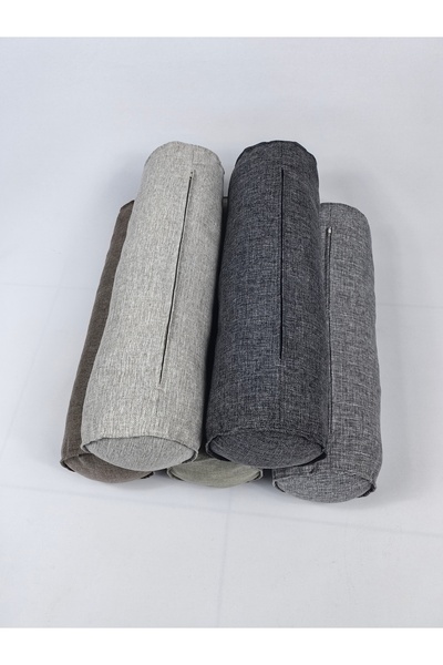 HHKARTS Linen Fabric Cylinder Pillow Zippered Bolster Yoga Pillow Case Gray 20X50