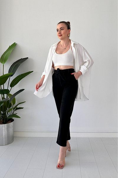 MaziButik Belted Jean Black