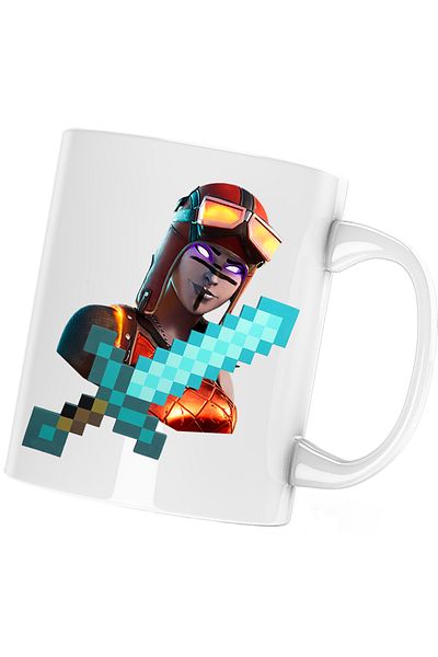 OEM Blaze Fortnite Minecraft Diamond Sword Mug, white, 330 ml