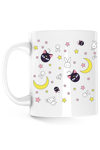 OEM Sailor Moon Luna Bunny Stars Mug, white, 330 ml