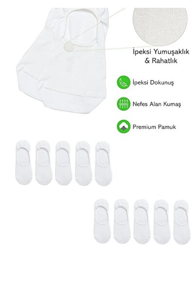 Sosyete dolabı 10 Pairs Unisex Plain White Ballerina Socks