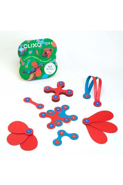 Clicstoys Clixo set to build with magnet, Itsy pack Flamingo-Turquoise 18