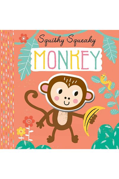 North Parade Children's book, NPP, Squishy Squeaky Monkey - Children's Silicone Board Book, 1+ years