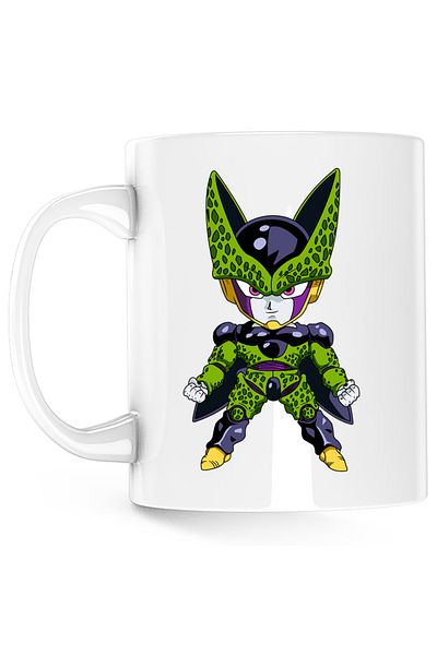 OEM Dragon Ball Z Cell Vicious Little Anime Mug, white, 330 ml