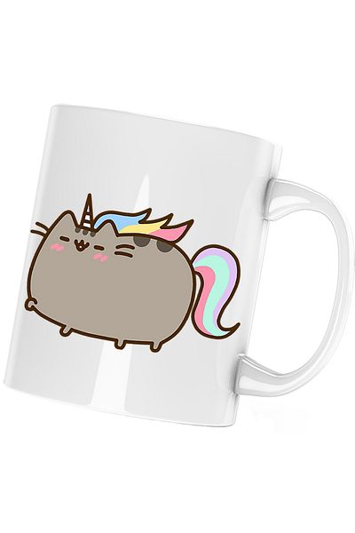 OEM Pusheen Cat Plush Unicorn Cat Love Gift Mug, white, 330 ml