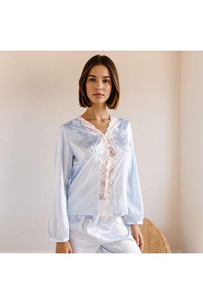 FAV Lace Trim Jacquard Pyjama Set