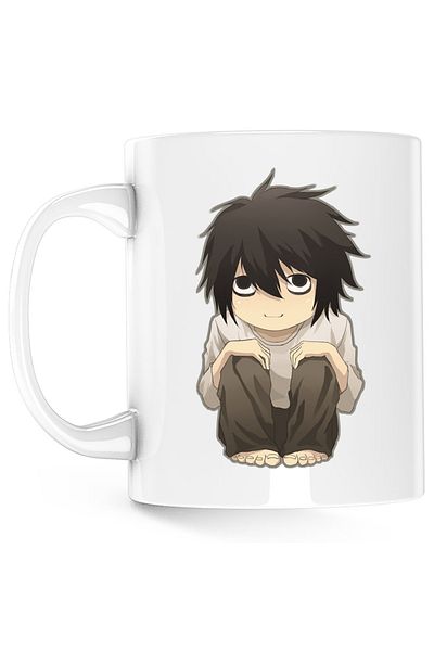 OEM Death Note L Detective Insomniac Chibi Bebe Mug, white, 330 ml