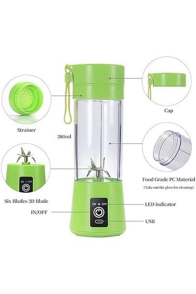 Biki Portable blender, fruit mixer with 6 blades, electric usb rechargeable juicer, fruit mixing machine