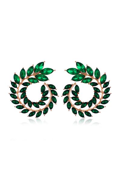 OEM Emerald Green Elegant Leaf Earrings