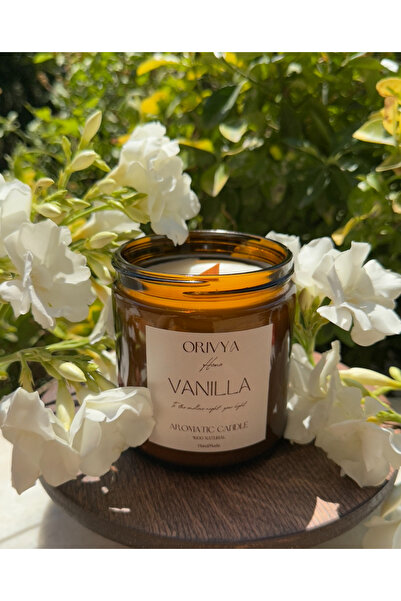 ORİVYA HOME 550ml Vanilya Kokuku Amber Kavanoz Soya Wax Mum Orivya Home