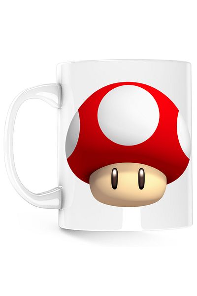 OEM Super Mario Bros. Mushroom Head Video Game Mug, white, 330 ml