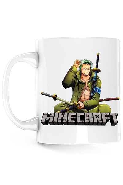 OEM Zoro One Piece Roronoa Minecraft Anime Mug, white, 330 ml