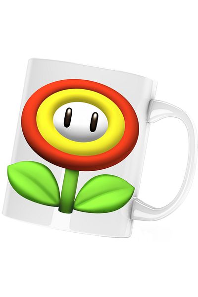 OEM Super Mario Bros Flower 3D World Mug, white, 330 ml