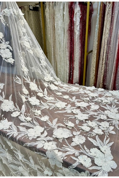 Metroteks Tekstil Premium Kalite Pul ve Taş İşlemeli Gelinlik, Nişanlık Ve Ab...