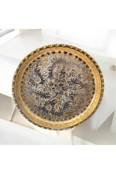 partridge store metal yuvarlak tepsi gold 29cm