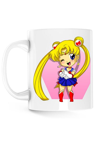 OEM Sailor Moon Chibi Bebe Anime Manga Mug, white, 330 ml