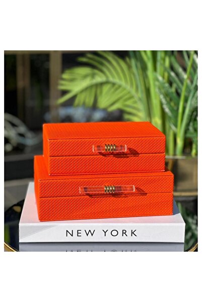 MIARIK DESIGN & DEKORASYON Dekoratif 2 Cubuklu Deri Kutu 8x16 10x20 Cm