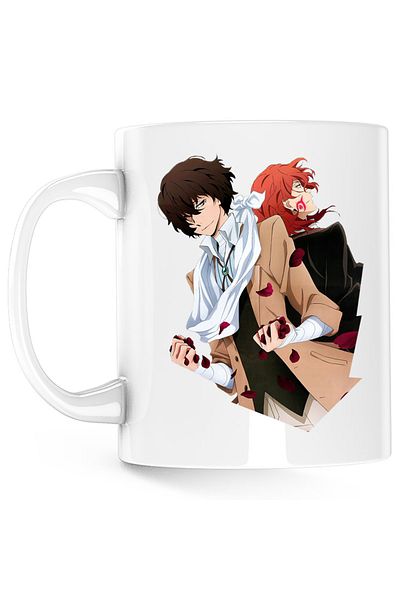 OEM Bungo Stray Dogs Osamu Dazai Plush Detective Mug, white, 330 ml