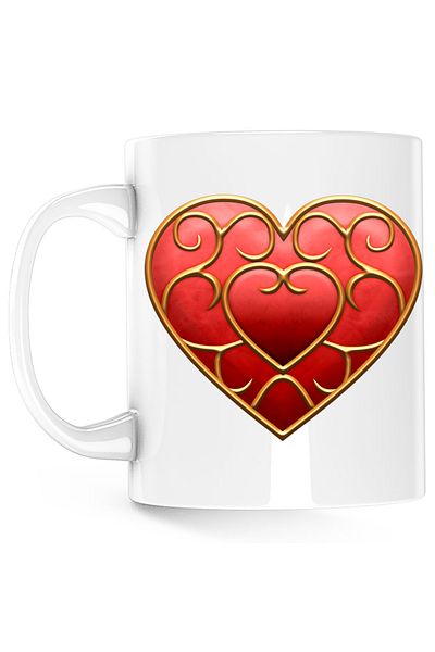 OEM Legend of Zelda Valentine Day Red Heart Mug, white, 330 ml