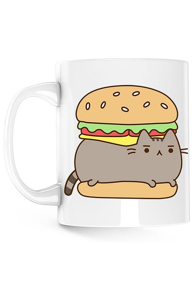 OEM Pusheen Cat Burger Valentine's Day Cat Mug, white, 330 ml