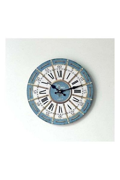 Generic European Roman Retro Wall Clock White/Blue/Black