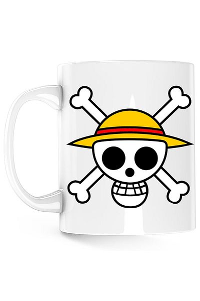 OEM Cana ne Piece Monkey D Luffy Crew Logo Schelet, alba, 330 ml
