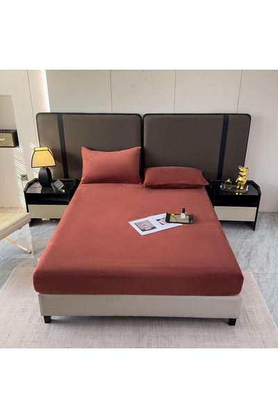 Casa New Concept 3 Piece Velvet Bed Linen Set – Fitted Sheet 232x250 + 2 Pillowcases 50x70