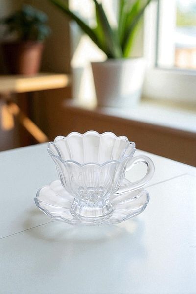 Wow Home Set of 6 Glass Latte Cappuccino Mocha Neskafe Americano Espresso Cups with Handles