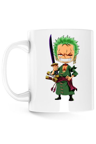 OEM Roronoa Zoro Chibi One Piece Baby Samurai Ninja Mug, white, 330 ml